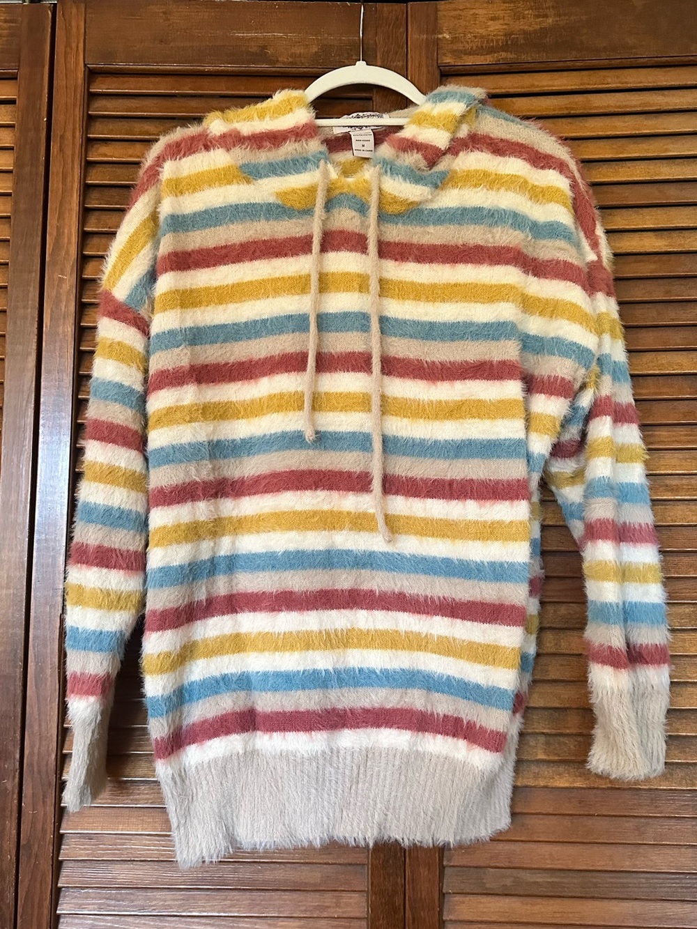 Oliver by Escio Fuzzy Soft Striped Hooded Sweater size medium